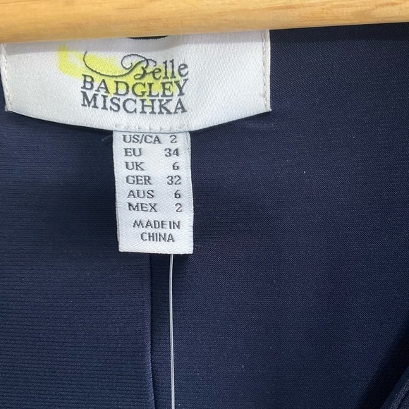 Belle Badgley mischka dress navy blue with embellished  new with tags D145 - Picture 7 of 9